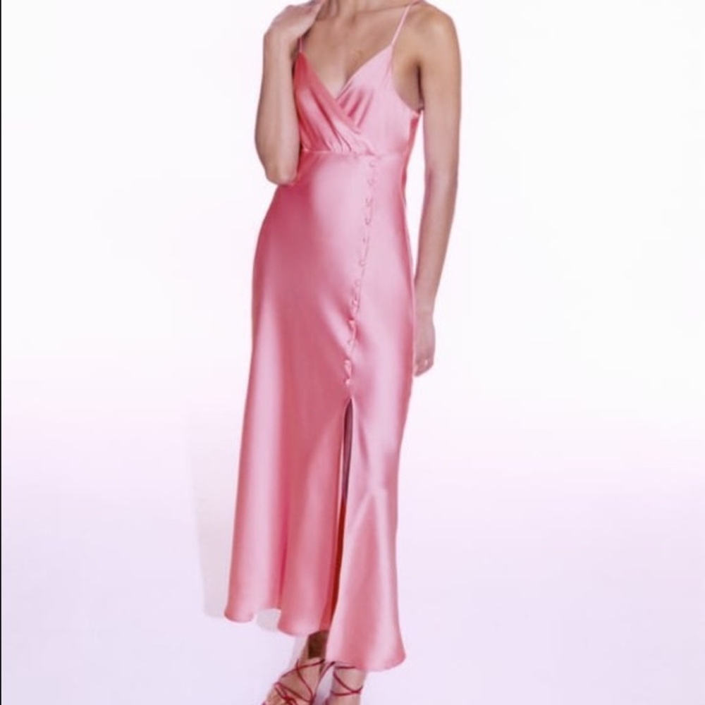 Zara Satin Effect Midi Dress
